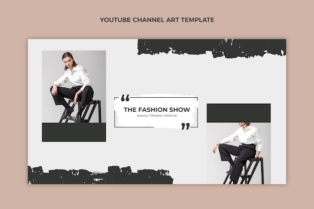 Modelo de arte do canal do youtube para desfile de moda em design plano