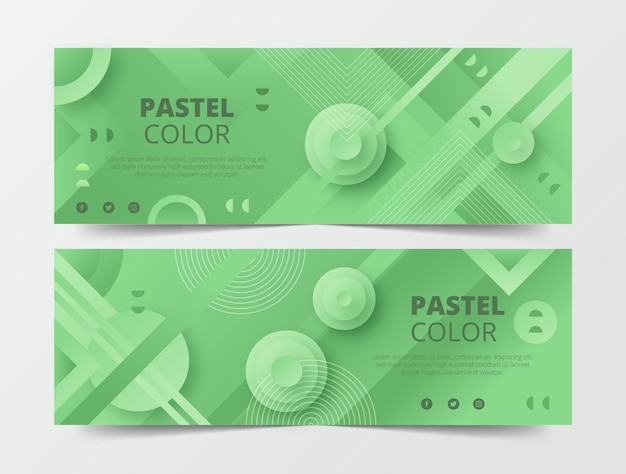 Vetor grátis modelo de banner de cor pastel de design plano desenhado à mão