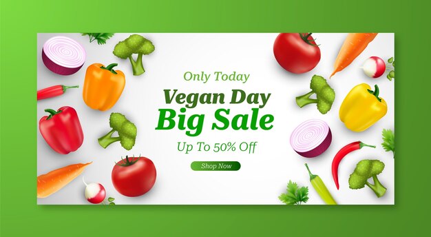 Modelo de banner de venda do dia vegano mundial