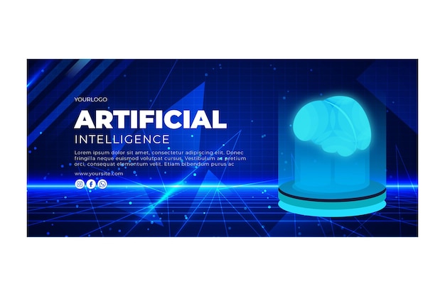 Modelo de banner horizontal de inteligência artificial