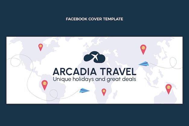 Modelo de capa do facebook de viagens de design plano