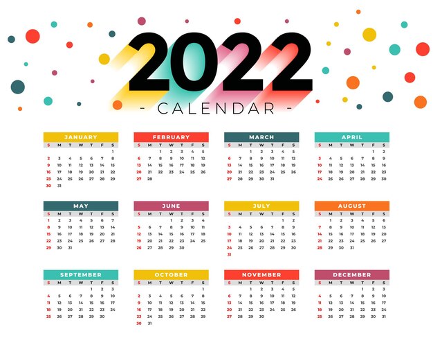 Modelo de design de calendário de ano novo 2022 moderno