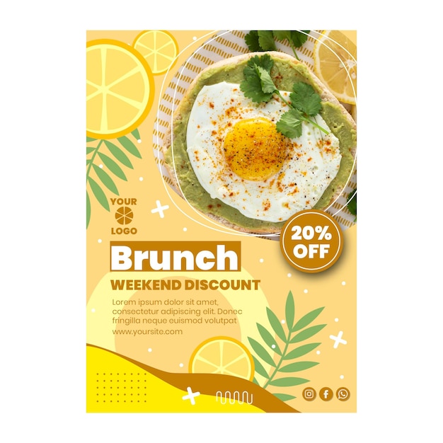 Modelo de folheto vertical de brunch