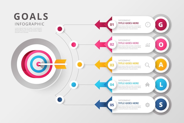 Vetor grátis modelo de infográfico de objetivos