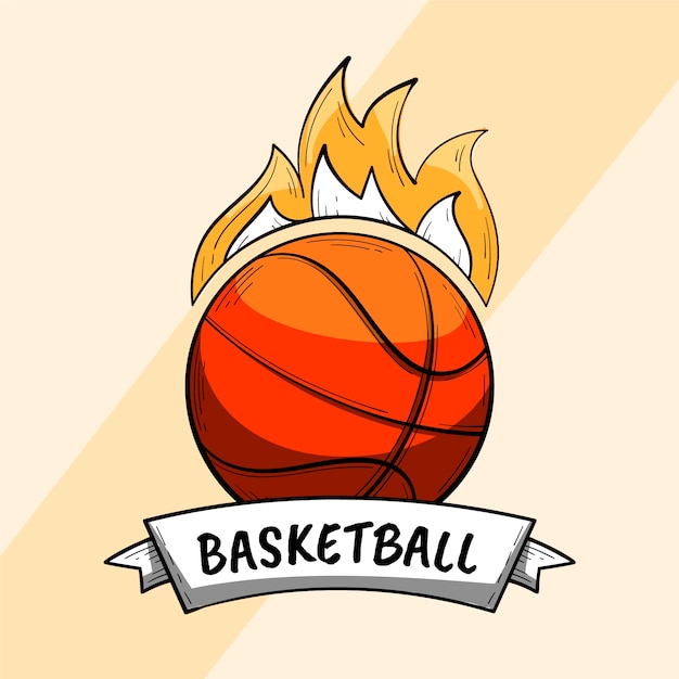 Vetor grátis modelo de logotipo de basquete desenhado à mão