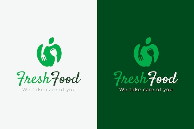 Vetor grátis modelo de logotipo de comida saudável desenhado à mão