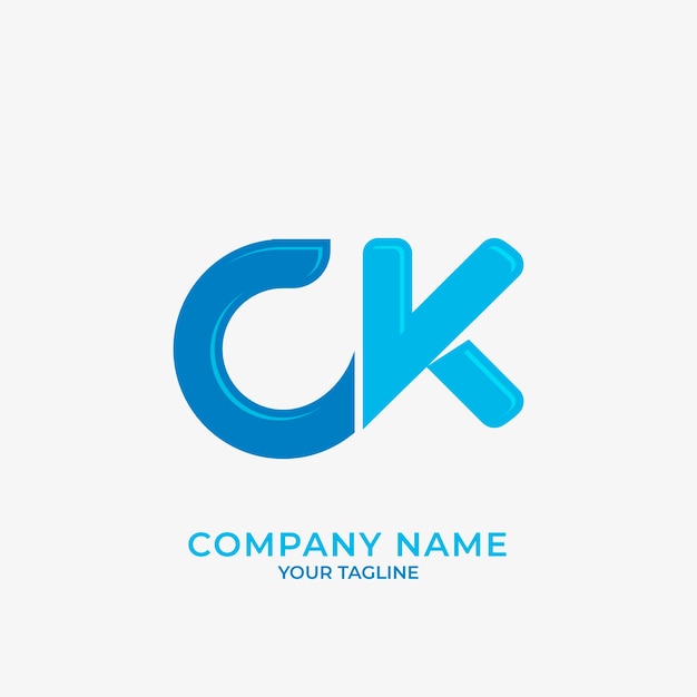 Modelo de logotipo de design plano ck e kc