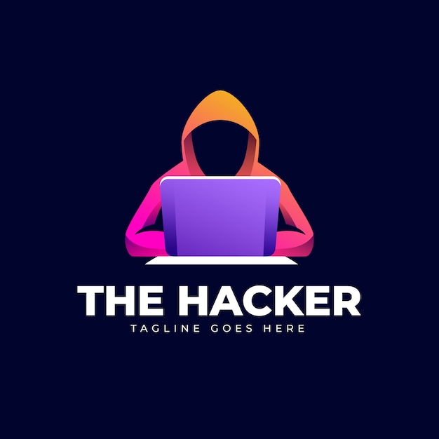 Modelo de logotipo de hacker criativo