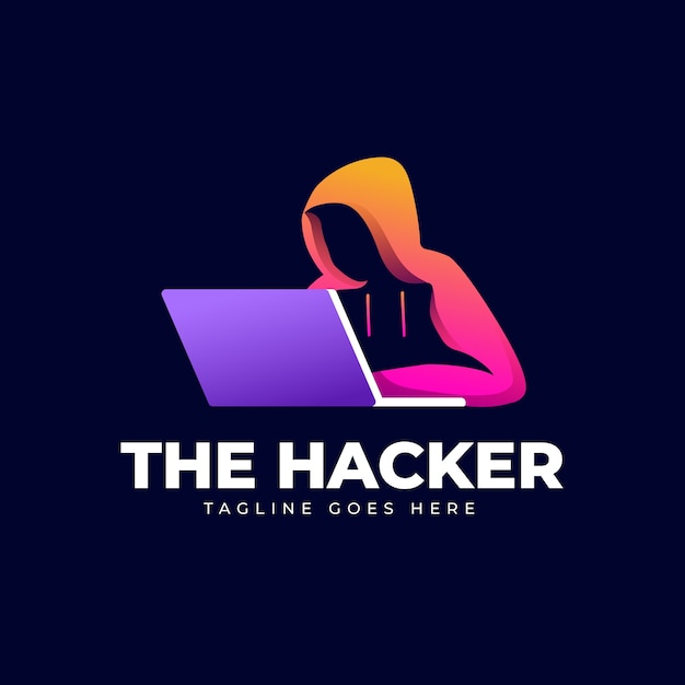 Modelo de logotipo de hacker criativo