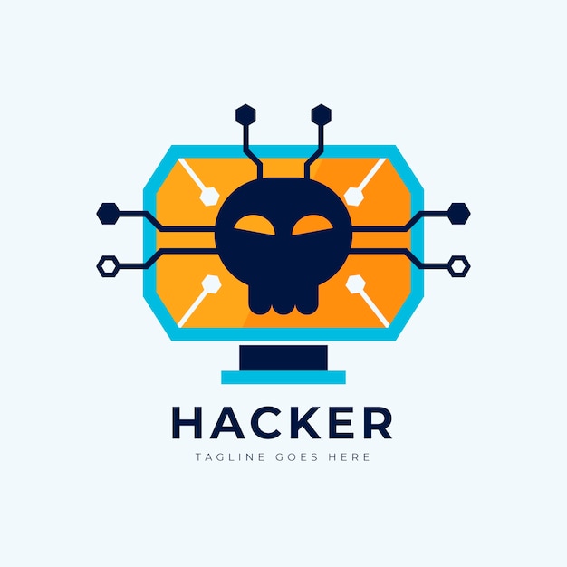 Vetor grátis modelo de logotipo de hacker de design plano