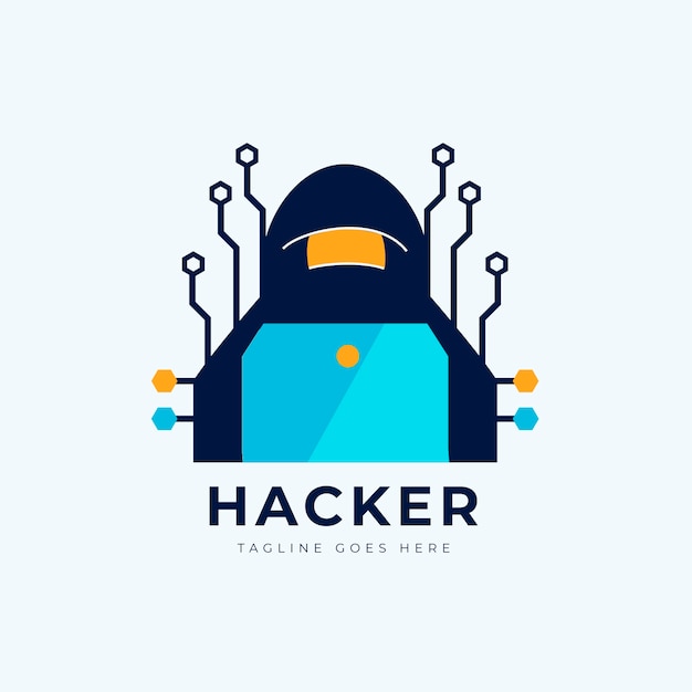 Vetor grátis modelo de logotipo de hacker de design plano