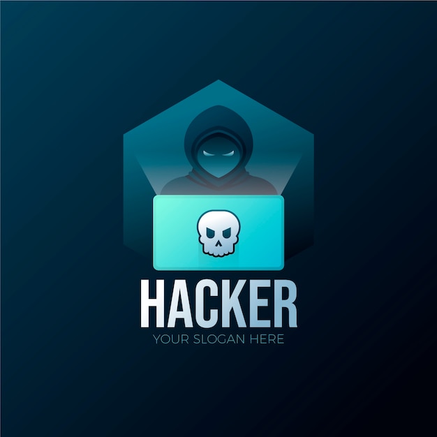 Vetor grátis modelo de logotipo de hacker em gradiente