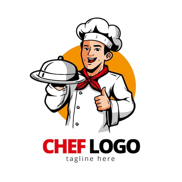 Modelo de logotipo detalhado do chef