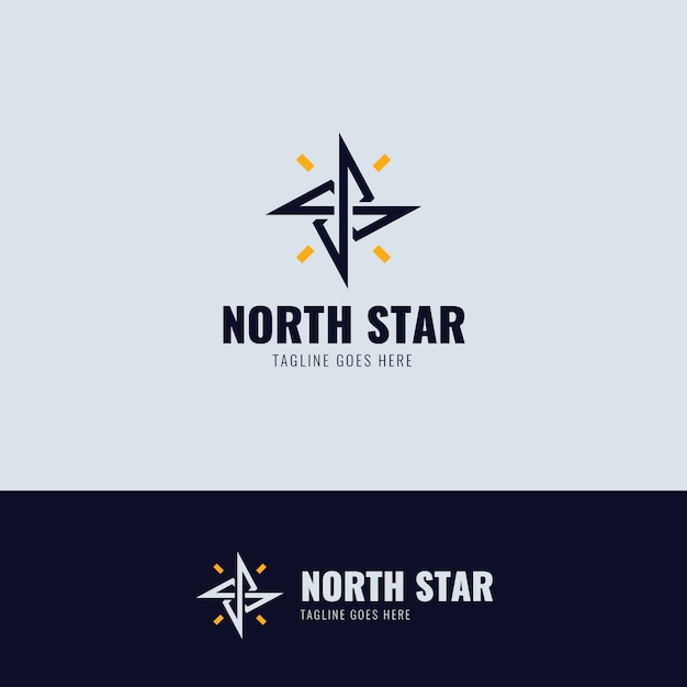 Vetor grátis modelo de logotipo estrela do norte de design plano