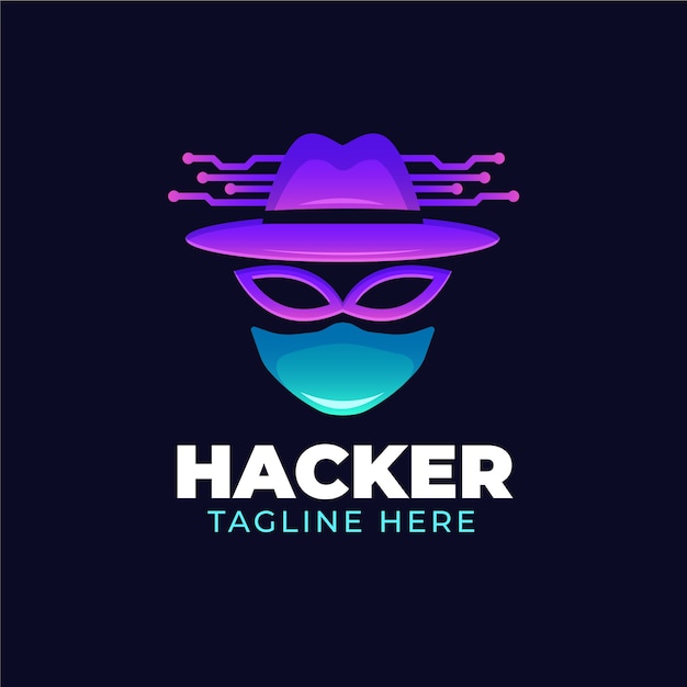 Vetor grátis modelo de logotipo gradiente de hacker