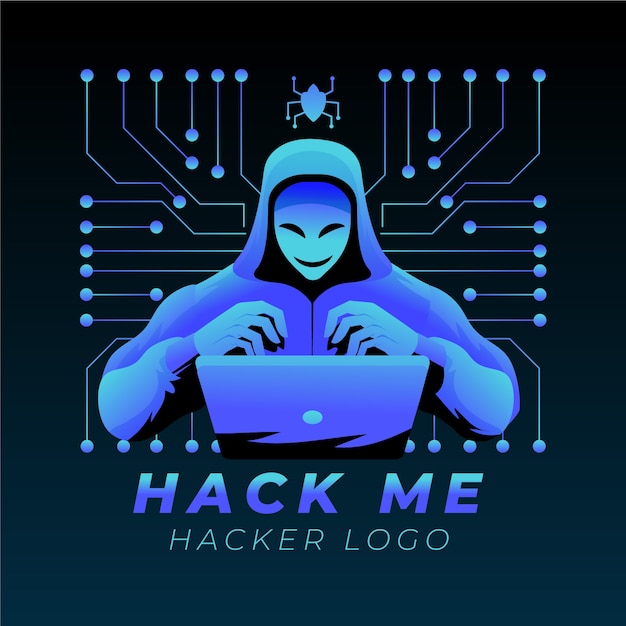 Vetor grátis modelo de logotipo gradiente de hacker