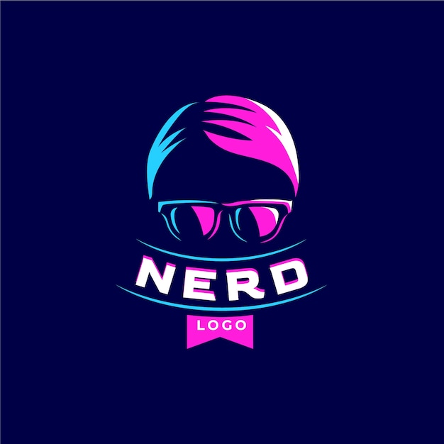 Vetor grátis modelo de logotipo nerd desenhado à mão