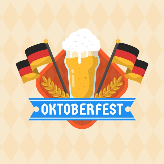 Modelo de logotipo plano para celebração da oktoberfest