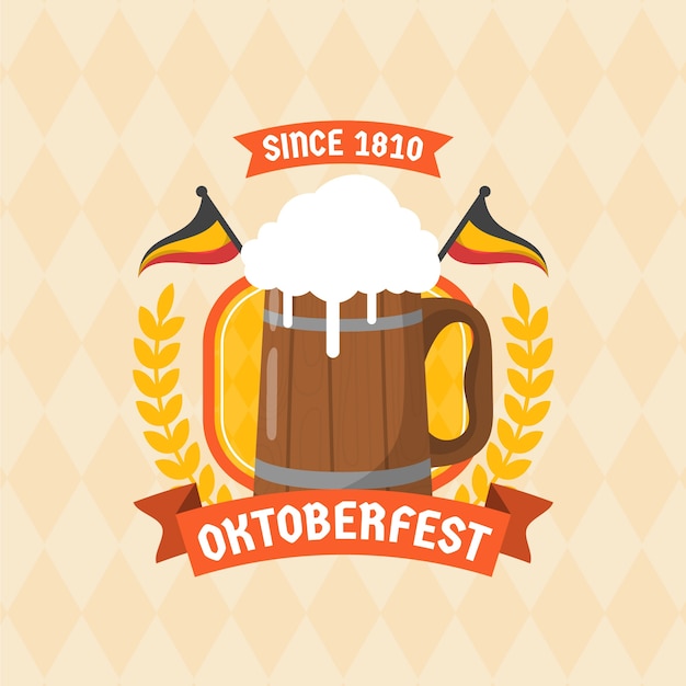 Modelo de logotipo plano para celebração da oktoberfest