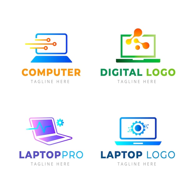 Modelos de logotipo de laptop gradiente