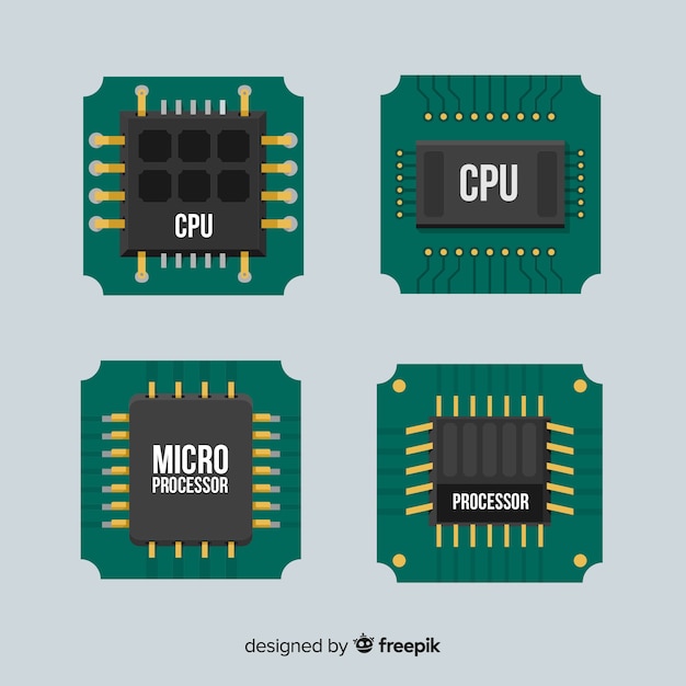 Modern cpu coleção com design plano