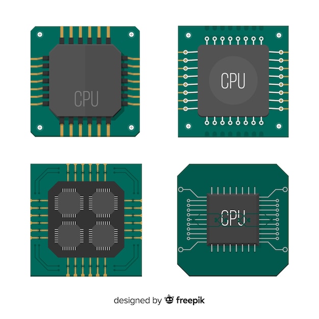 Modern cpu coleção com design plano