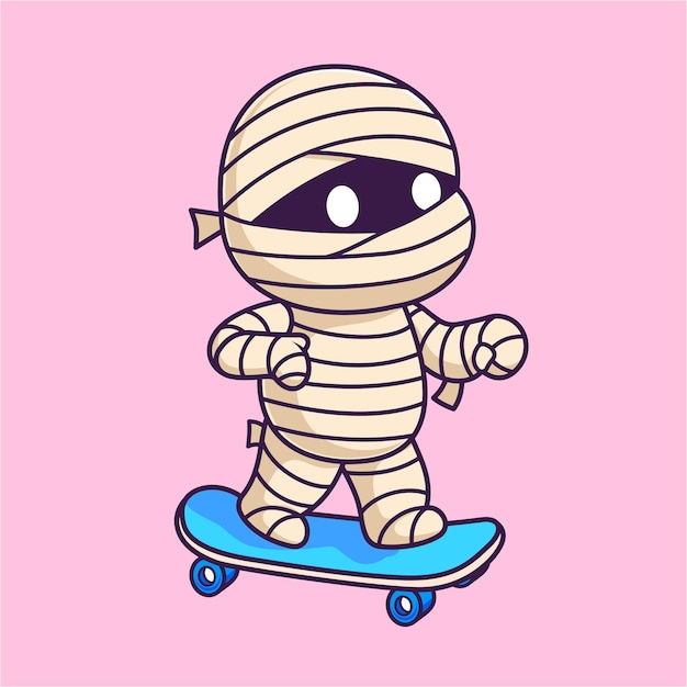 Vetor grátis mônica bonita brincando de skate ícone vetorial de desenho animado ilustração ícone esportivo de férias isolado plano