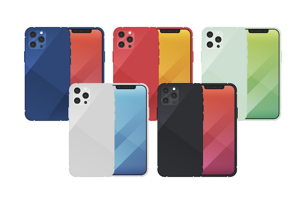 Vetor grátis novo smartphone com design plano em cores diferentes