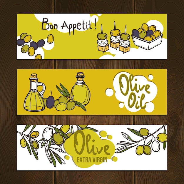 Vetor grátis olive banners set