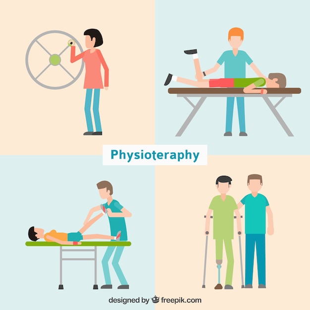 Vetor grátis pacientes na clínica physioteraphy