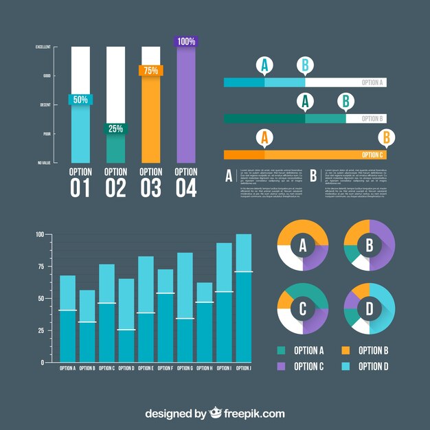 Pacote clássico de elementos infográficos