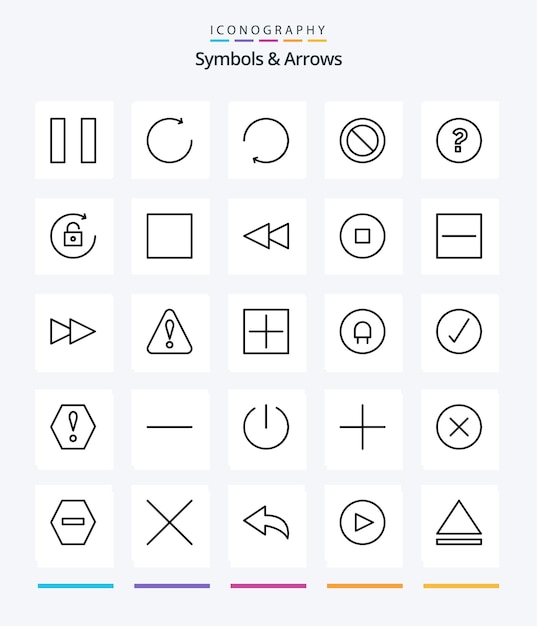 Vetor grátis pacote de ícones creative symbols arrows 25 outline, como parar de retroceder, ajudar a desbloquear para trás