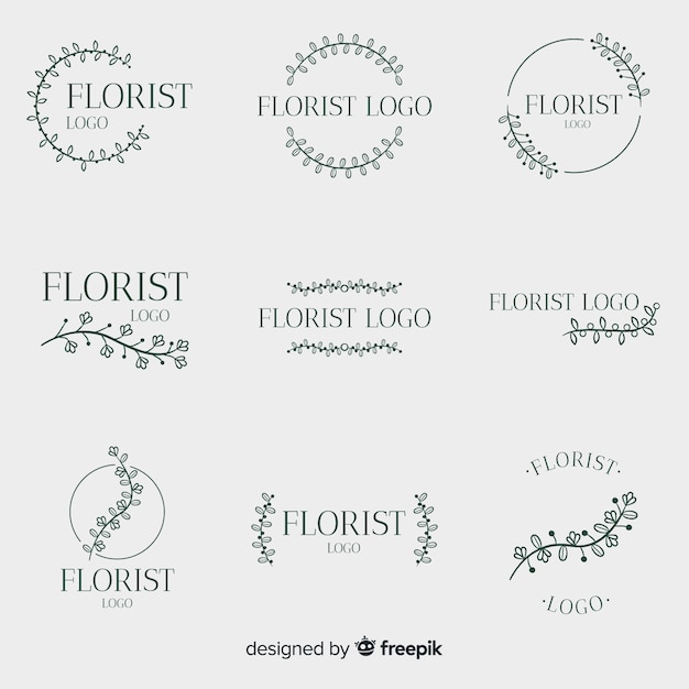 Vetor grátis pacote de logotipos de florista de casamento