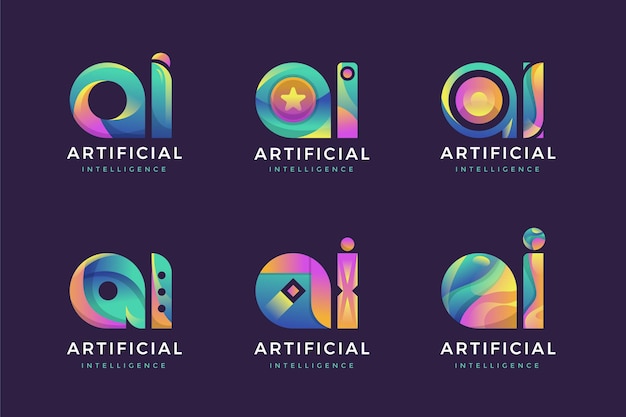 Vetor grátis pacote de modelo de logotipo ai gradiente de design plano