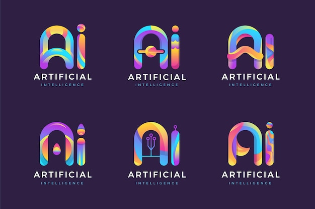 Vetor grátis pacote de modelo de logotipo ai gradiente de design plano