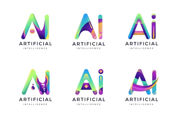 Vetor grátis pacote de modelo de logotipo ai gradiente de design plano