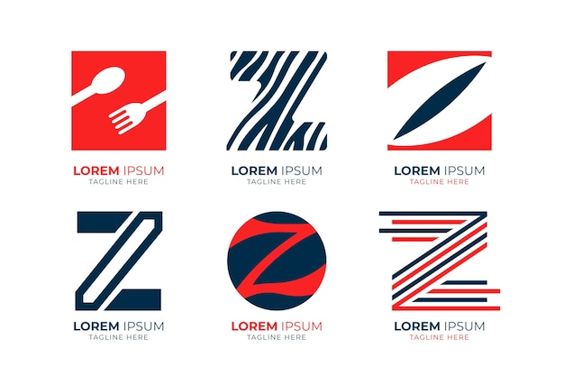 Pacote de modelo de logotipo de letra z design plano