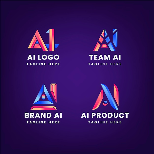 Vetor grátis pacote de modelo de logotipo gradiente ai