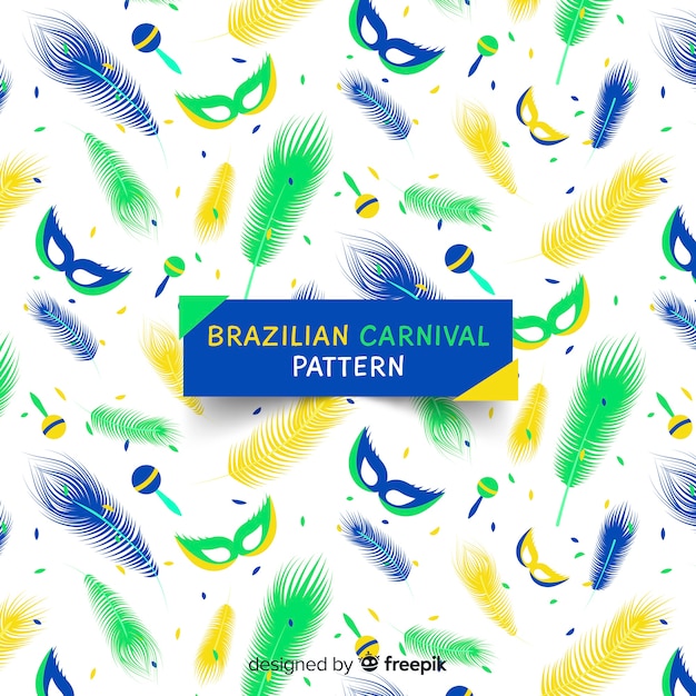 Vetor grátis padrão de carnaval brasileiro plana