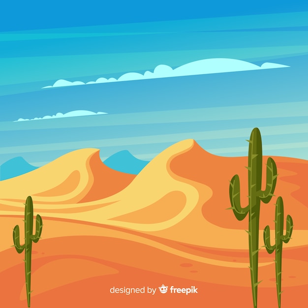 Vetor grátis paisagem do deserto ilustrada com cacto