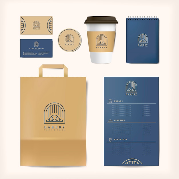 Paper branding mockup set vector