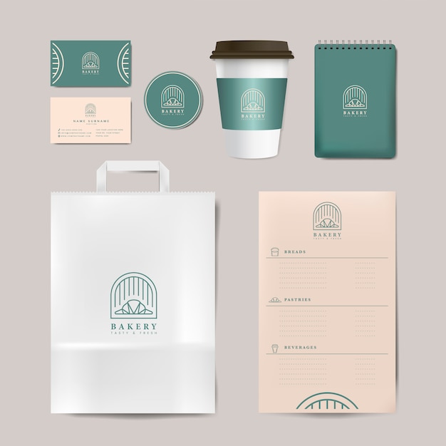 Paper branding mockup vector set