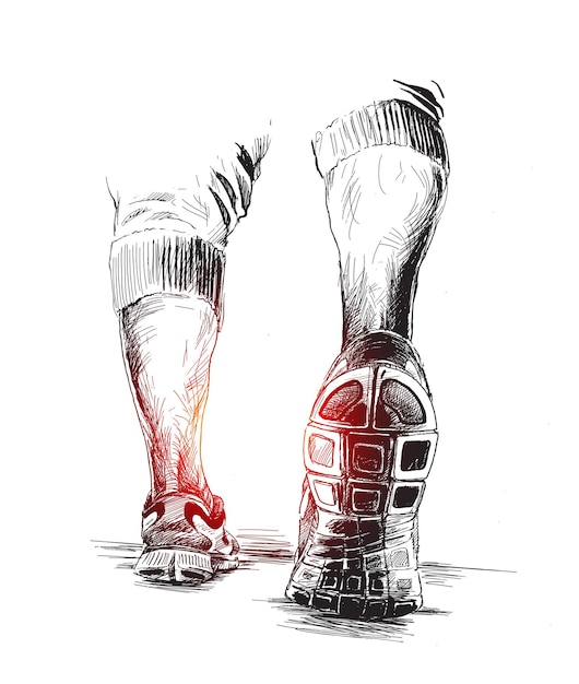 Vetor grátis pernas atléticas esporte e fitness ilustração vetorial de esboço desenhado à mão