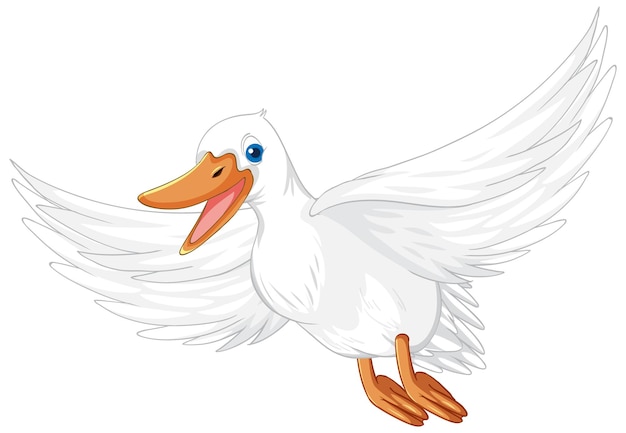 Vetor grátis personagem de desenho animado de pato branco em fundo branco