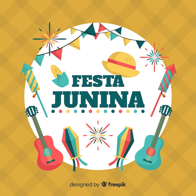 Vetor grátis plano de festa junina fundo