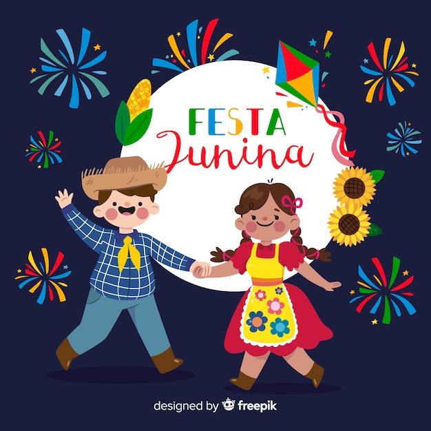 Vetor grátis plano de festa junina fundo