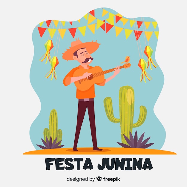 Vetor grátis plano de festa junina fundo