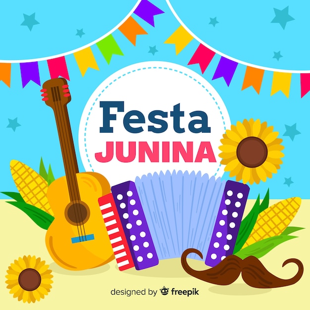 Vetor grátis plano de festa junina fundo