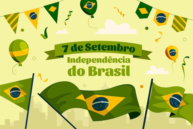 Vetor grátis plano de fundo para a celebração do dia da independência brasileira