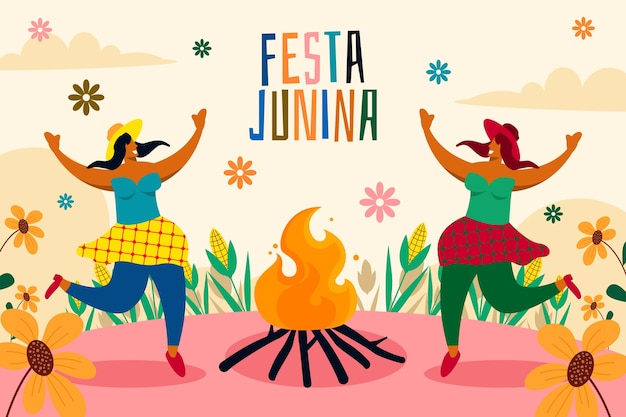 Vetor grátis plano de fundo para celebrações de festas juninas brasileiras